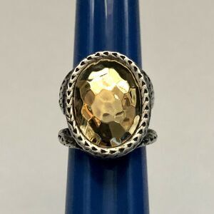 NWOT Premier Designs Trendsetter Hammered Gold Dome Silver Tone Band Ring 5.5